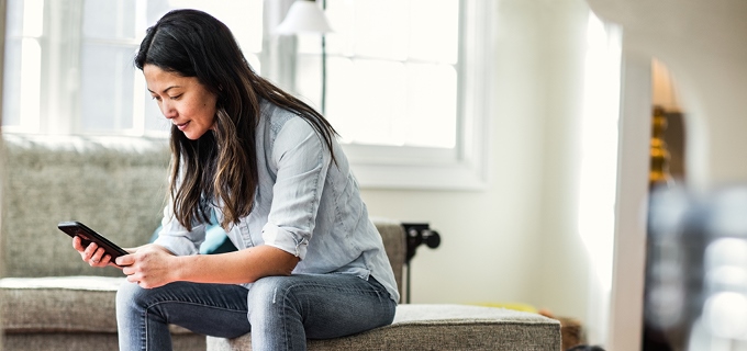 Woman looking at her phone
